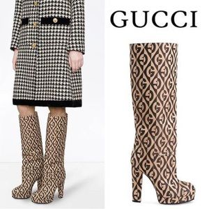 Gucci Tan and Black Heeled Boots